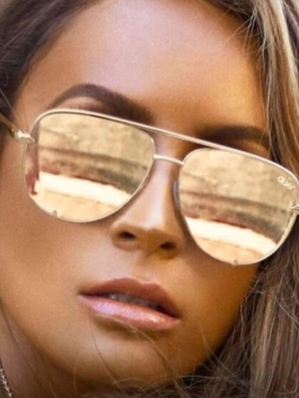 New Quay High Key Gold Frame/Gold Mirror Polarized Lens Sunglasses